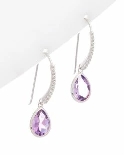 Outlet 😍 Judith Ripka Water Colors Silver Amethyst Drop Earrings 👩 Women 🧨