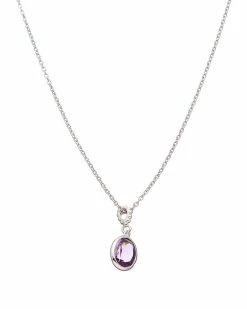 New 🥰 Judith Ripka Water Colors Silver Amethyst Oval Pendant Necklace 👩 Women Necklaces 🛒