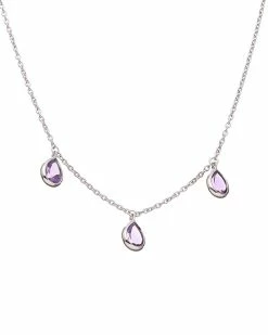 Cheap 💯 Judith Ripka Water Colors Silver Amethyst Drop Necklace 👩 Women Necklaces 🔔