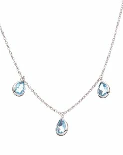 Deals ⭐ Judith Ripka Water Colors Silver Blue Topaz Drop Necklace 👩 Women Necklaces ⭐