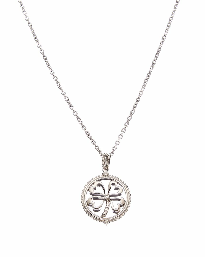 Best Sale ๐ Judith Ripka Little Jewels Silver White Topaz Heart Clover Necklace ๐ฉ Women Necklaces ๐ 3 Best Sale ๐ Judith Ripka Little Jewels Silver White Topaz Heart Clover Necklace ๐ฉ Women Necklaces ๐