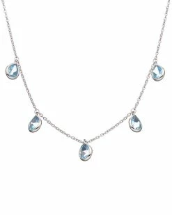 Hot Sale 👏 Judith Ripka Water Colors Silver Blue Topaz Drop Necklace 👩 Women Necklaces 😉