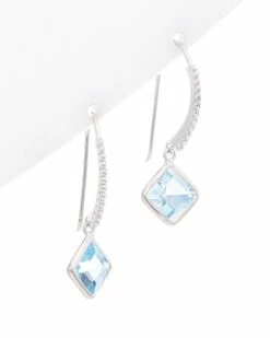 Best Pirce 🥰 Judith Ripka Water Colors Silver Blue Topaz Drop Earrings 👩 Women 🌟