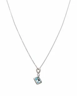 Discount 🤩 Judith Ripka Water Colors Silver Blue Topaz Pendant Necklace 👩 Women Necklaces 🎁