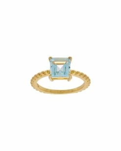 Outlet 🔥 Judith Ripka Water Colors 14K Over Silver Blue Topaz Square Ring 👩 Women Rings ⭐
