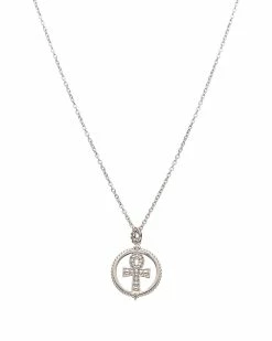 Brand new 😍 Judith Ripka Little Jewels Silver White Topaz Ankh Charm Necklace 👩 Women Necklaces 🎉