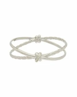 Outlet 👏 Judith Ripka Aura Silver White Topaz Crisscross Braided Bangle Bracelet 👩 Women Bracelets 👏 -Judith Ripka Sales 6030949987 RLLZ 3