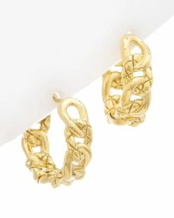 Discount 💯 Judith Ripka Aura 14K Over Silver Curb Link Hoops 👩 Women Earrings ⭐