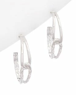 Discount 🔥 Judith Ripka Aura Silver Interlocking Hoops 👩 Women Earrings ✔️