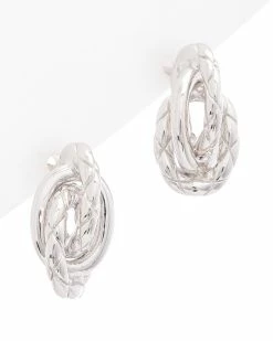 Buy ❤️ Judith Ripka Aura Silver Love Knot Braided Studs 👩 Women Earrings 🥰