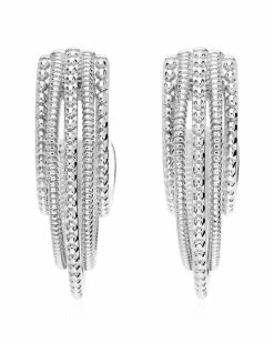 New 🎁 Judith Ripka Aura Silver Hoops 👩 Women Earrings ⌛