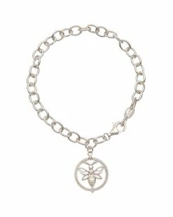 Best Pirce ✨ Judith Ripka Little Jewels Silver White Topaz Bee Charm Bracelet 👩 Women Bracelets ❤️