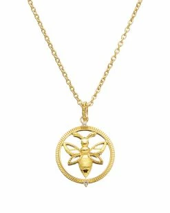 Budget 👏 Judith Ripka Little Jewels 14K Over Silver White Topaz Bee Charm Necklace 👩 Women Necklaces 👍