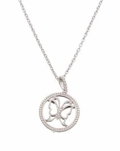 Cheap 🛒 Judith Ripka Little Jewels Silver White Topaz Butterfly Charm Necklace 👩 Women Necklaces 🤩