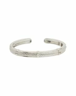 Brand new 😉 Judith Ripka Cavallo Silver White Topaz Braided Bangle Bracelet 👩 Women Bracelets 👏