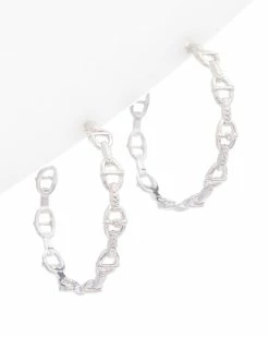 Buy 🛒 Judith Ripka Cavallo Silver White Topaz Large Hoops 👩 Women Earrings 😀
