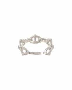 Cheap 🥰 Judith Ripka Cavallo Silver Link Stack Ring 👩 Women Rings 😍
