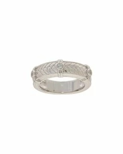 Cheapest 🔔 Judith Ripka Cavallo Silver White Topaz Braided Stack Ring 👩 Women Rings ❤️