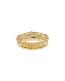 Promo 👍 Judith Ripka Cavallo 14K Over Silver White Topaz Braided Stack Ring 👩 Women Rings 🎁