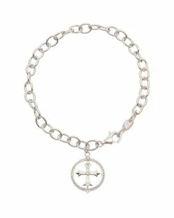 Brand new ❤️ Judith Ripka Little Jewels Silver White Topaz Cross Charm Bracelet 👩 Women Bracelets ⭐