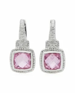 Flash Sale 🤩 Judith Ripka La Petite Silver White Topaz CZ Earrings 👩 Women 👍