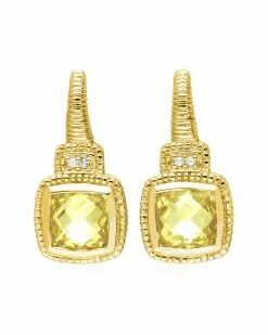 Best Pirce 👍 Judith Ripka La Petite 14K Over Silver White Topaz CZ Earrings 👩 Women 👍