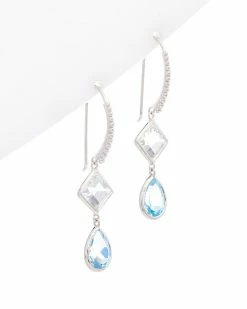 Wholesale ❤️ Judith Ripka Water Colors Silver Gemstone Drop Earrings 👩 Women 👏