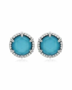 Brand new 😉 Judith Ripka Eclipse Silver 6.14 Ct. Tw. Gemstone Studs 👩 Women Earrings 🛒