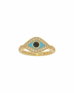 Flash Sale ⌛ Judith Ripka La Petite 14K Over Silver Gemstone Evil Eye Ring 👩 Women Rings 👏