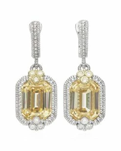 Flash Sale ⌛ Judith Ripka Estate Silver White Sapphire CZ Earrings 👩 Women 🤩