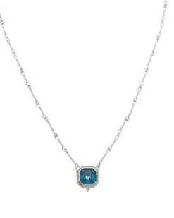 Cheapest ✔️ Judith Ripka Estate Silver London Blue Spinel Pendant Necklace 👩 Women Necklaces 👍