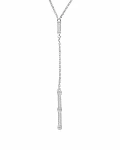 Cheap ✨ Judith Ripka Estate Silver White Topaz Pave Bar Necklace 👩 Women Necklaces 🔔