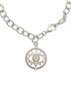 Cheap 😍 Judith Ripka Little Jewels Silver White Topaz Evil Eye Charm Bracelet 👩 Women Bracelets ⭐ -Judith Ripka Sales 6030950094 RLLZ 2