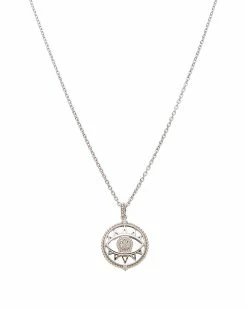Buy 🔔 Judith Ripka Little Jewels Silver White Topaz Evil Eye Charm Necklace 👩 Women Necklaces ⭐