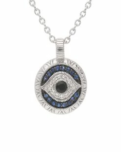 Best deal 🤩 Judith Ripka Silver 0.13 Ct. Tw. Gemstone Evil Eye Necklace 👩 Women Necklaces 🧨