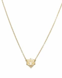 Coupon 🛒 Judith Ripka Flora 14K Over Silver White Topaz CZ Pendant Necklace 👩 Women Necklaces 🔔