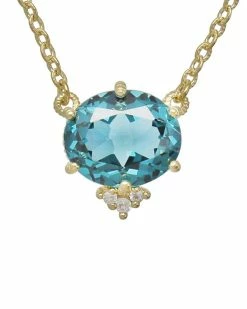 Discount 💯 Judith Ripka Flora 14K Over Silver Gemstone Pendant Necklace 👩 Women Necklaces 🛒