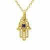 New 🎁 Judith Ripka La Petite 14K Over Silver Blue Corundum Hamsa Pendant Necklace 👩 Women Necklaces 🔔 -Judith Ripka Sales 6030950111 RLLZ 1