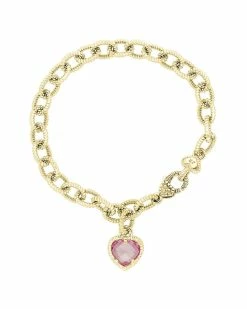 Promo 🤩 Judith Ripka La Petite 14K Over Silver CZ Heart Dangle Bracelet 👩 Women Bracelets 🌟