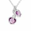 Deals ✔️ Judith Ripka La Petite Silver Pink Corundum CZ Double Heart Necklace 👩 Women Necklaces ✨ -Judith Ripka Sales 6030950115 RLLZ 1