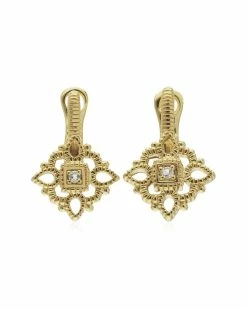 Hot Sale ✔️ Judith Ripka La Petite 14K Over Silver White Topaz Filigree Earrings 👩 Women 🌟