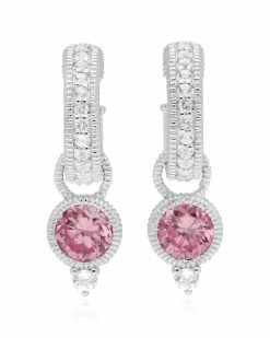 Discount 🎁 Judith Ripka La Petite Silver White Topaz CZ Round Earrings 👩 Women 🔔