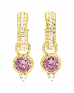 Promo 🔥 Judith Ripka La Petite 14K Over Silver White Topaz CZ Round Earrings 👩 Women 🧨