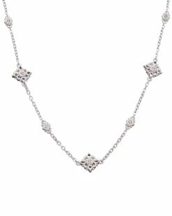 Outlet ⭐ Judith Ripka La Petite Silver White Topaz Station Chain Necklace 👩 Women Necklaces ⭐
