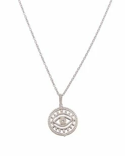 New ⌛ Judith Ripka Little Jewels Silver White Topaz Evil Eye Pendant Necklace 👩 Women Necklaces 🎁