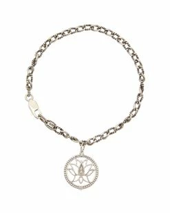 Discount 👏 Judith Ripka Little Jewels Silver White Topaz Lotus Flower Bracelet 👩 Women Bracelets 👏