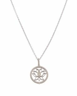 Deals 👍 Judith Ripka Little Jewels Silver White Topaz Lotus Flower Pendant Necklace 👩 Women Necklaces 🎉