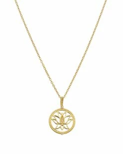 Cheapest ❤️ Judith Ripka Little Jewels 14K Over Silver White Topaz Lotus Flower Pendant Necklace 👩 Women Necklaces ✔️