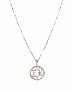 Discount 🛒 Judith Ripka Little Jewels Silver White Topaz Star Of David Pendant Necklace 👩 Women Necklaces ✔️