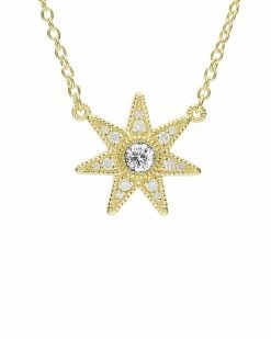 New 😉 Judith Ripka Little Jewels 14K Over Silver White Topaz Star Pendant Necklace 👩 Women Necklaces 💯